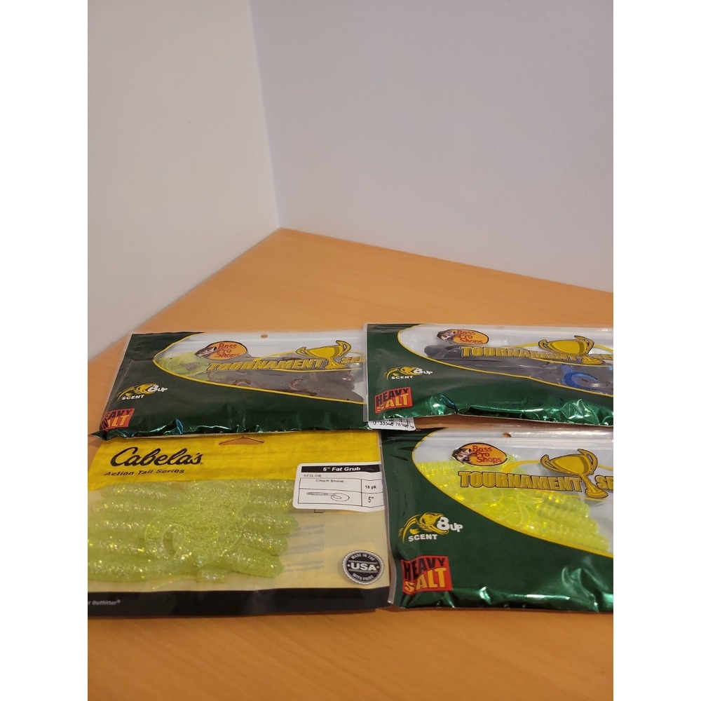 Cabelas Bass Pro Bass Fishing Lures. 4pks 50 Lures Total. 2pk lizards, 2pk grubs